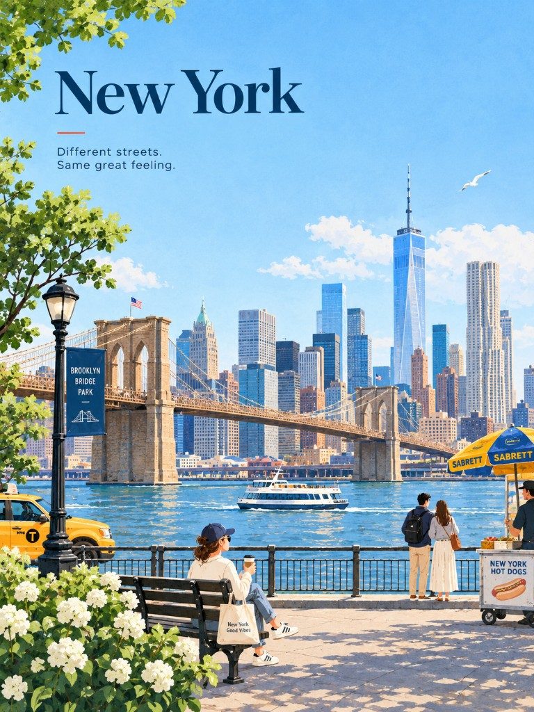 New York harbor travel poster